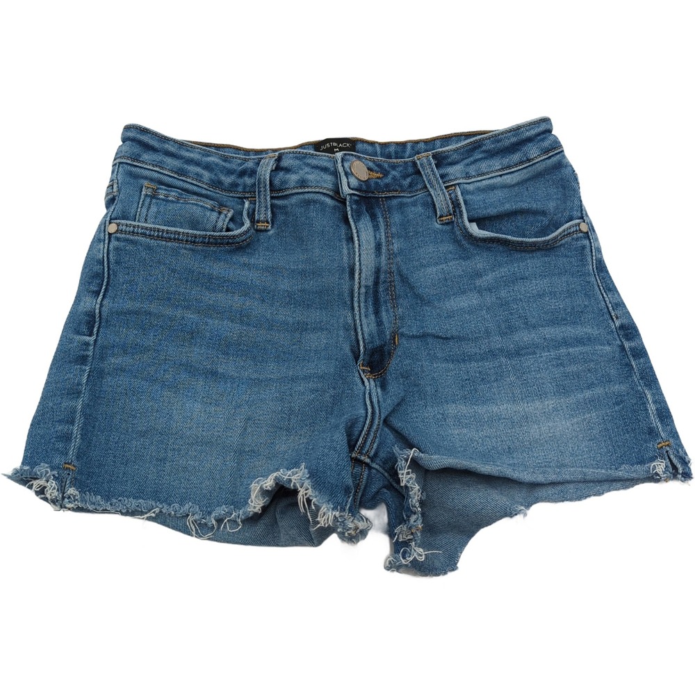Just Black Denim Cutoff Shorts Medium Wash High Waisted Frayed Hem Size M USA